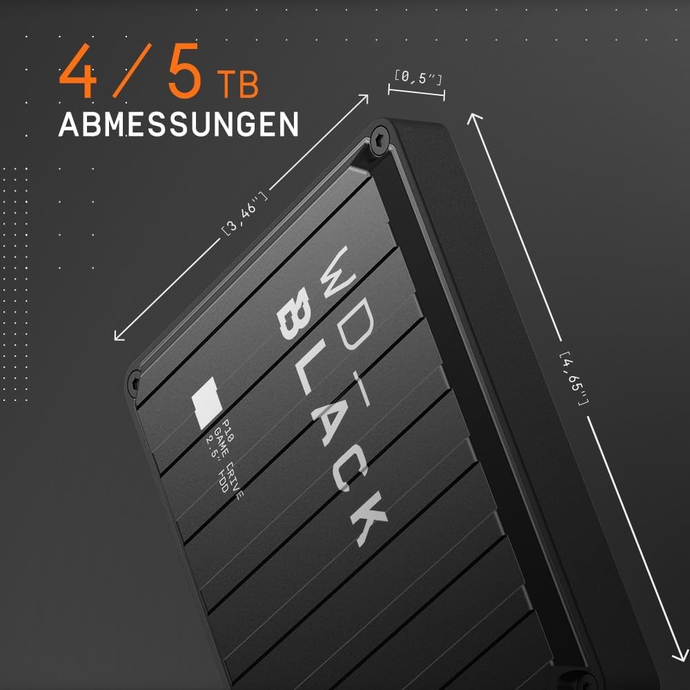 WD_BLACK P10 Game Drive 5 TB externe Festplatte (mobile und robuste High-Perfomance-Festplatte, für Konsole und PC, bis zu 125 Spiele speichern) Schwarz 3