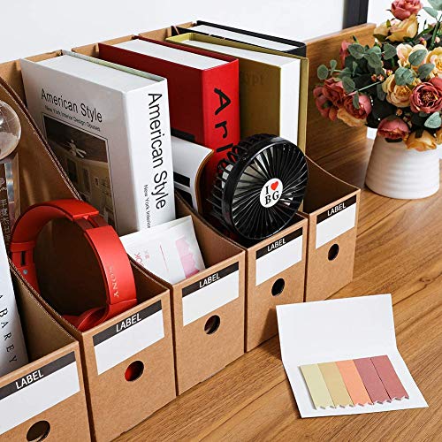 POPLAY 7 PCS Kraft Magazine File Holder, Desk Storage Organizer Magazine Storage with Blank Label Stickers for Office Home