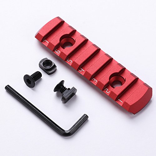 TuFok Low Profile M-Lok Rail Section - Mlok Picatinny Rail Adapter Mount Attachment (7-Slot Aluminum Red)
