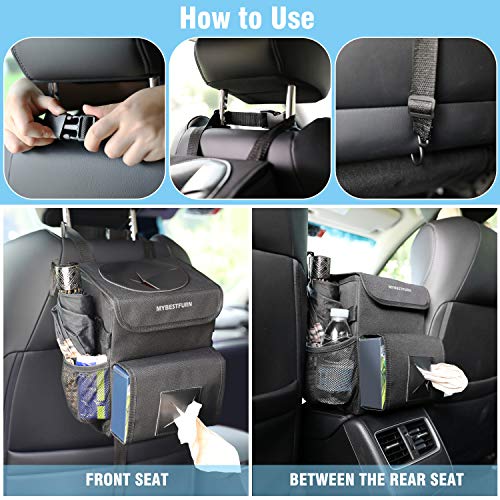 Car Trash Can with Lid, Collapsible Trash Can Car Wastebasket Trash Bag