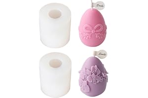 Xidmold 2Pcs Easter Egg Candle Molds 3D Flower Egg Silicone Molds for Fondant, Soy Wax Candle, Soap, Plaster, Epoxy Resin, Polymer Clay, DIY Crafts (A)