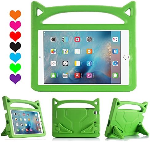 iPad Mini 1 2 3 Case, iPad Mini 4 Case, Huaup Kids Proof Shockproof Protective Case Durable Light Weight Stand Case Carrying Handles for iPad Mini 4 3 2 1 (Green)