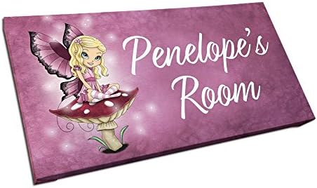 Fairy on a Mushroom Door Sign for Girls Room with Personalized Name and Custom Colors