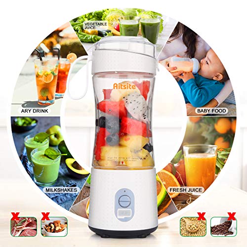 Aitsite Portable Blender, Personal Mixer Fruit Rechargeable USB with 2