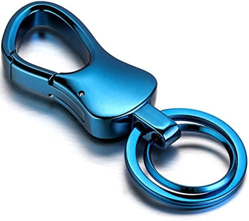 Car Key Chain Luxury Business Zinc Alloy Metal Keychain Key Ring Classic Gift Keyring Holder For Man Women (Blue)