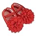 Creazrise Toddler Kid Baby Girl Chiffon Flower Elastic Band Newborn Walking Shoes (S:0-6 Month, Red)