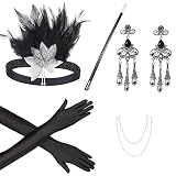 Beelittle 1920s Accessories Headband Earrings Necklace Gloves Cigarette Holder (A1)