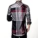 Womleys Mens Long Sleeve Slim Fit Casual Plaid Dress Shirts (Asian 3XL (US Large), Red)
