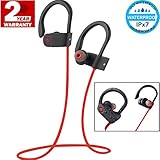 Amuu Bluetooth Headphones Wireless Sports Earphones with Mic IPX7 Waterproof Noise-Canceling Volume Control Foldable Lightweight Phone Control Microphone Sweatproof Noise Isolating Stereo Headset