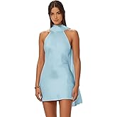 Satin Homecoming Dresses for Teens 2025 Halter Cape Mini Dress for Prom Formal Dresses for Women with Scarf