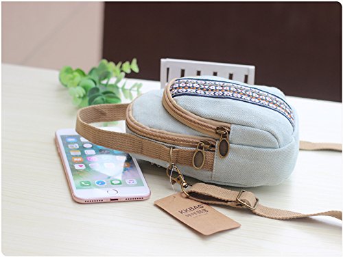 Toniker Canvas Multi-Pockets Small Crossbody Bags Cell Phone Purse Smartphone Wallet for Women Girls with Handy Carry
