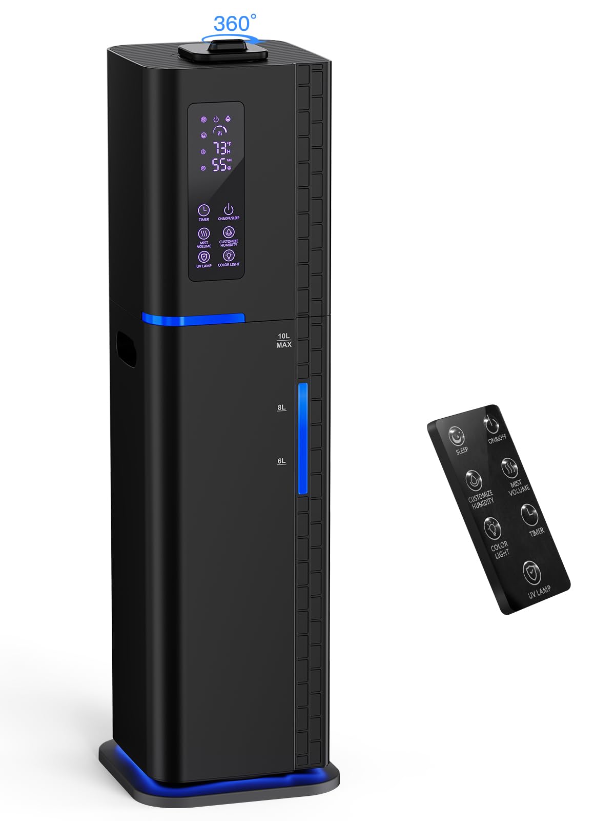 Photo 1 of **PARTS ONLY**Zeova 10L/2.64Gal Humidifier, Top Fill Quiet Ultrasonic Cool Mist Humidifiers for Bedroom, Covers 550ft², 60H Runtime, 24H Timer, 3 Mist Modes Humidifier Large Room, Home, Office, Plants, Black