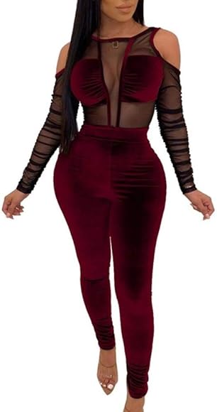 red mesh jumpsuit