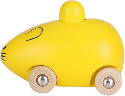 Zerodis Jouet Mignon Drole Lisse Colore Petite Souris En Bois Bebe Jouets Mini Modele De Voiture En Bois Forme En Souris Sonore Pour Bebe Enfants Jaune Amazon Fr Cuisine Maison