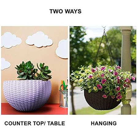Oshi Greens Decorative Home, Garden, Office Fower Pot with Hanging Chain Purple 1 pc