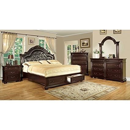 247shopathome Idf 7162ck 6pc Bedroom Furniture Sets California King Cherry
