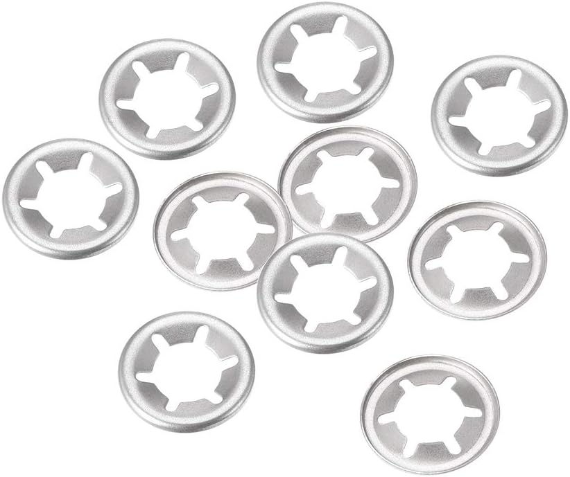 sourcing map M6 Washer 5.1mm I.D. 15mm O.D. Internal Tooth Lock Washers Push-On Locking Speed Clip 304 Stainless Steel 10pcs