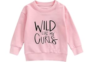 Hnyenmcko Kids Toddler Baby Girl Clothes Wlid Like My Curls Letter Printed Pullover Sweatshirt Fall Winter Sweater Tops 1-6Y