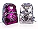 Reversible Glitter Sequin Backpacks for Girls and Women, with Padded Back and Adjustable Straps (Hearts)