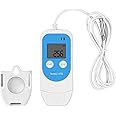 Tzone Temperature Humidity Data Logger with Probe,Digital Humidity Logger USB Temp Recorder 34560 Groups,Industrial Data Logger Thermometer with Auto PDF&CSV Report for Freezer Refrigerator RH Monitor