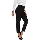Women's High Waisted Dress Pants Straight Leg Business Trousers with Pockets Stretch Fabric for Office Work Casual