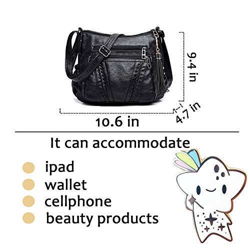 Crossbody Bags For Women Pocketbooks Soft PU Leather Purses and Handbags Multi Pocket Shoulder Bag