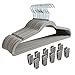 Finnhomy Heavy Duty 50 Pack Clothes Hangers with 10 Sturdy Multiple Use Finger Clips, Durable Slim-Line Velvet Hangers, Gray