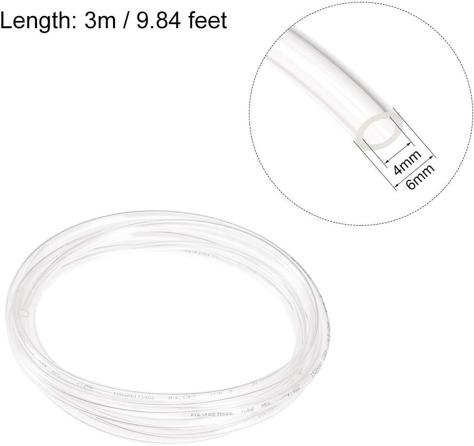 sourcing map Pneumatic Air Tubing, 6mm OD x 4mm ID 3 Meter (118 Inch) PU Polyurethane Air Compressor Clear Tubing Hose Pipe - Image 3