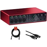 Focusrite Scarlett 18i16 USB-C Audio/MIDI Interface (4th Generation) Bundle with XLR- XLR Cable (2 Pack), Hosa Mid-310 Black 10 ft. Midi cable (2 Pack)