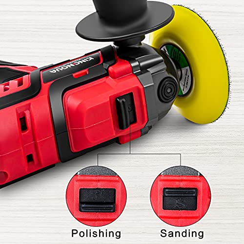KINGNOVA 12V Cordless Buffer Polisher for Car, Variable Speed 2 in 1