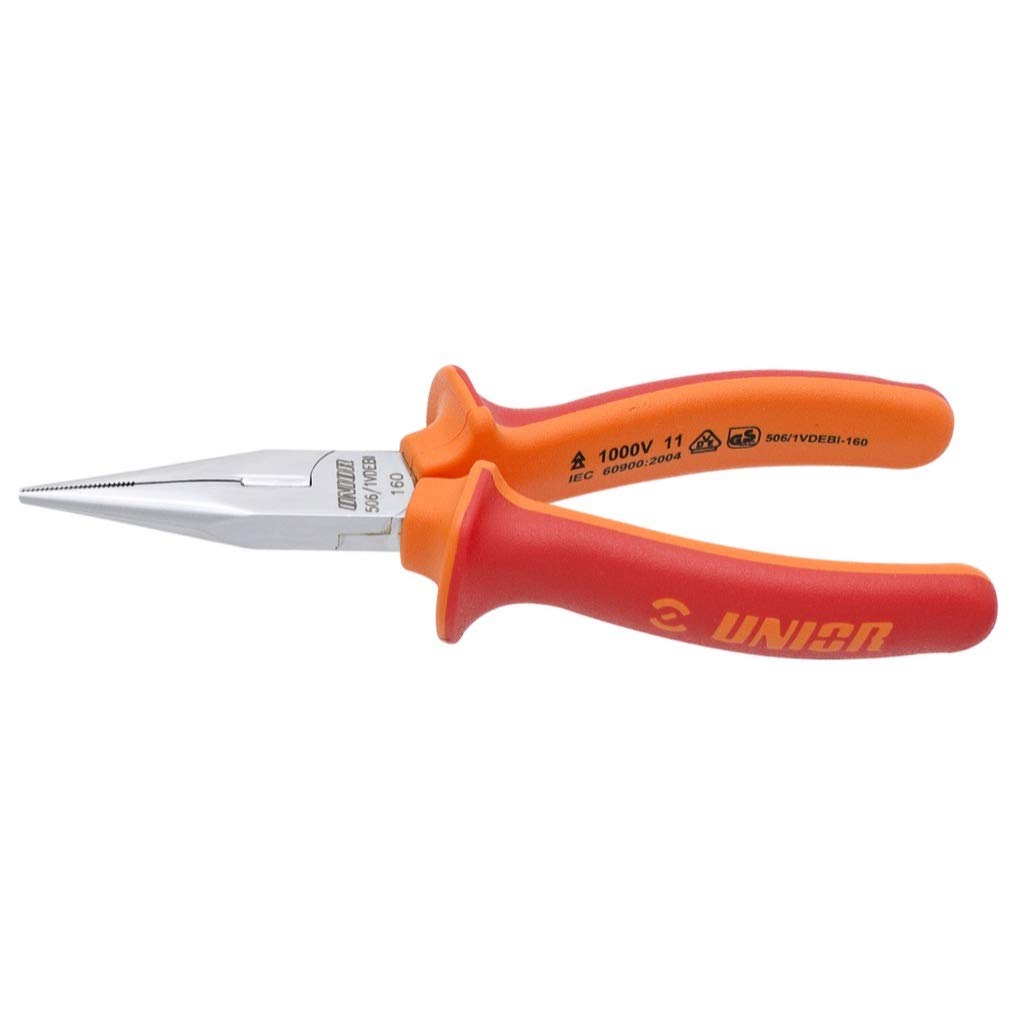 Unior Long Nose Pliers with Side Cutter 140 Red