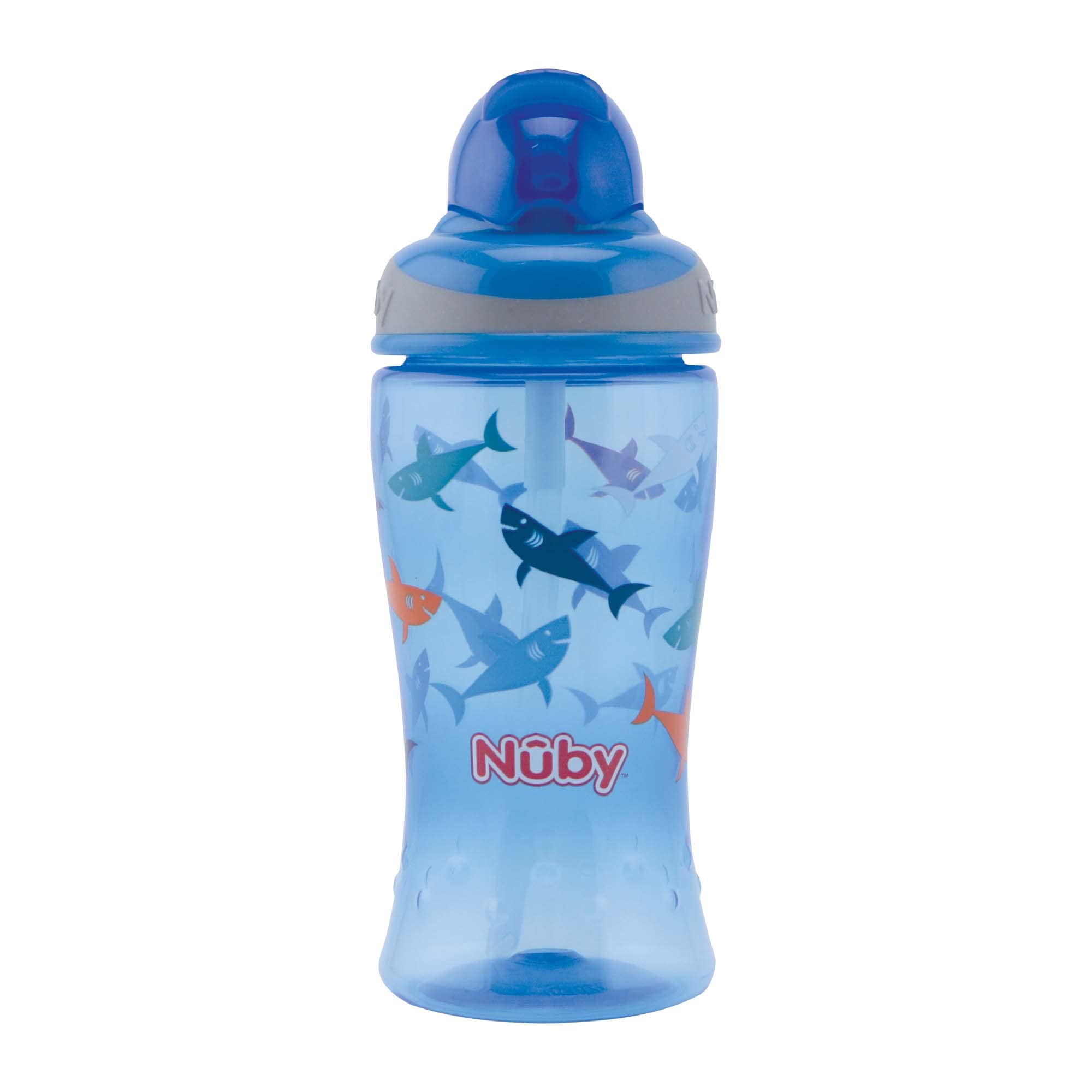 Nûby Flip-It Straw Cup for Children, Drinking Bottle with Straw for Toddlers, BPA-Free, Blue, 360 ml, 12+ Months