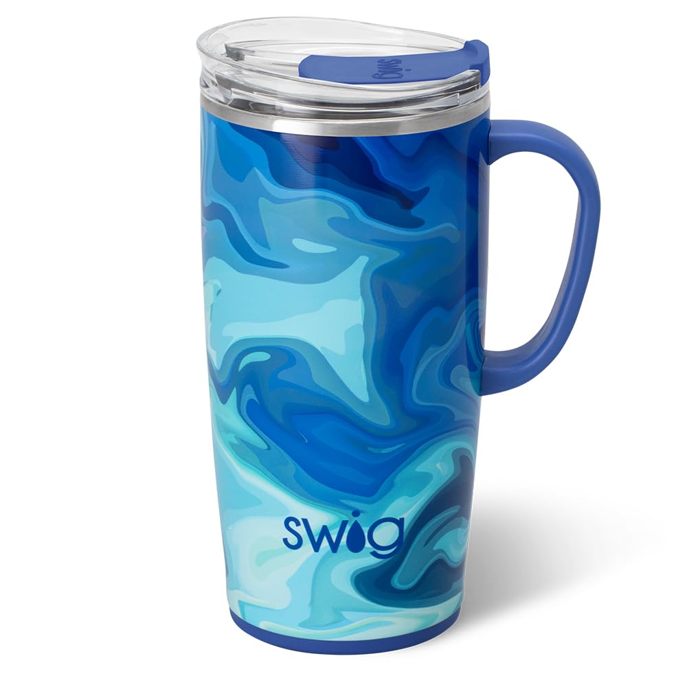 Photo 1 of Swig Life 22oz Travel Mug, Insulated Tumbler with Handle and Lid, Travel Coffee Mug, Cup Holder Friendly, Stainless Steel 22 oz Tumbler, Reusable Insulated with Lid (Blue Lagoon)