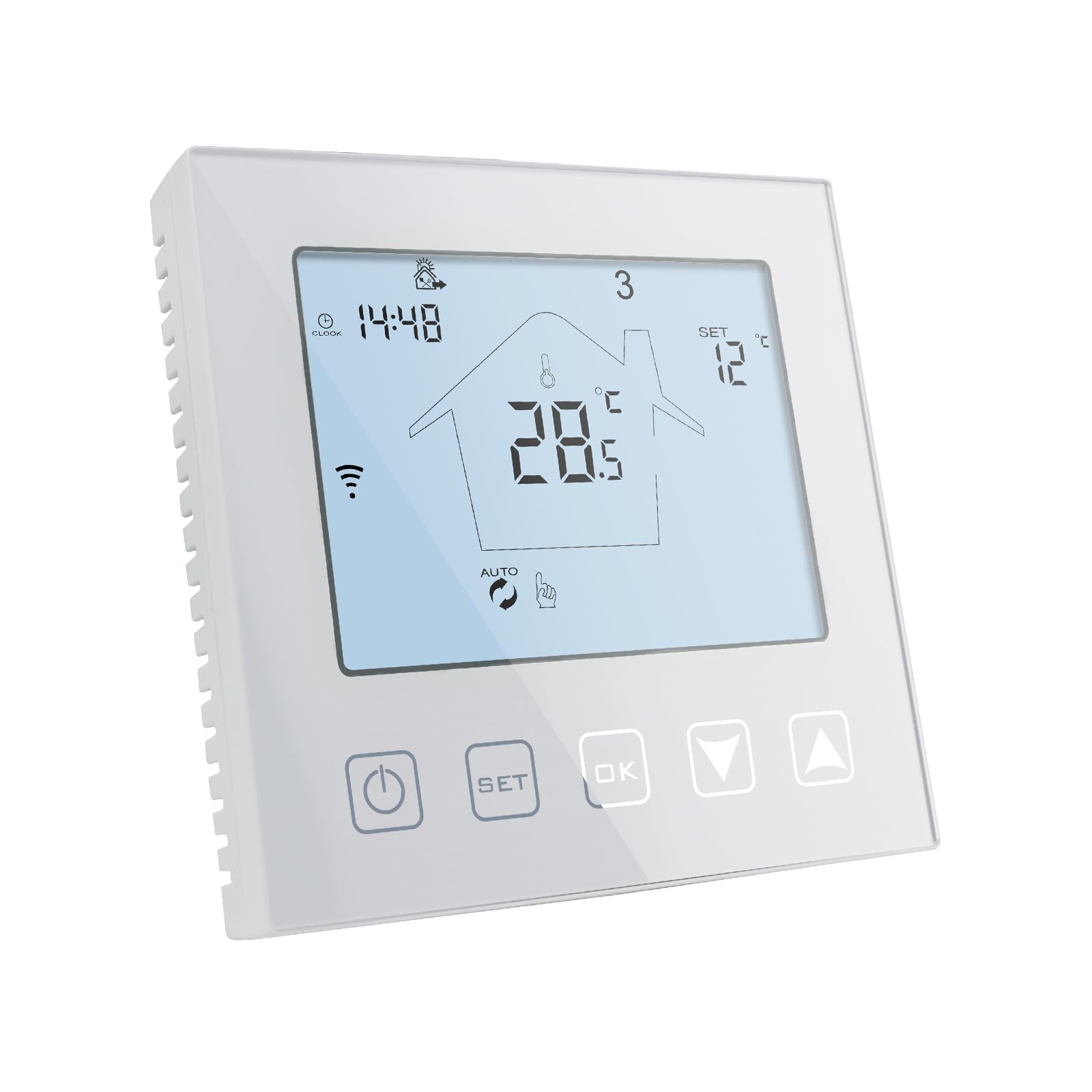 KETOTEK WiFi Smart Thermostat for Boiler 3A 220V Compatible with Alexa, Digital White Boiler Thermostat Programmable Tuya/Smart Life APP Remote Control, Dry Contact