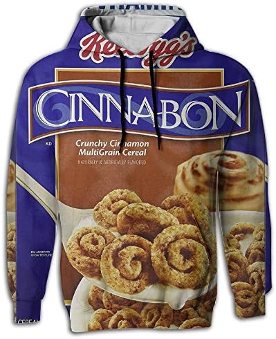 Unisex Cinnabon Cereal Crunchy Cinnamon 3D Printed Long Sleeve Hooded Sweatshirt Drawstring Hoodie Small