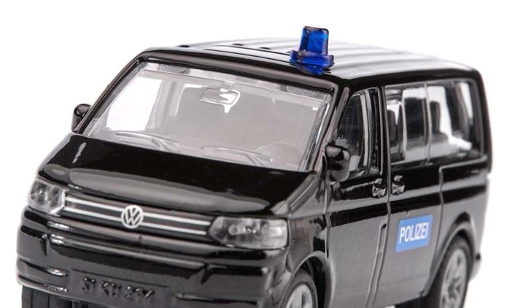 Siku 1548, VW T5 Sondereinsatzkommando, Metall/Kunststoff, Schwarz, Spielzeugauto für Kinder, Detailgetreue Gestaltung, Heckklappe zum Öffnen 4