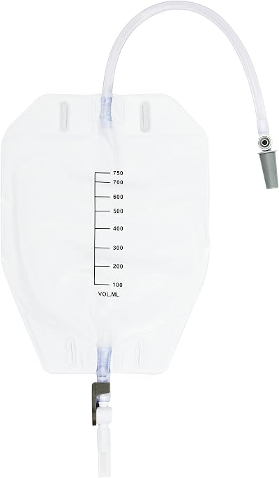 E&E Catheter Leg Bag 750ml with Long Tube & Lever Tap Valve - 10 Pcs