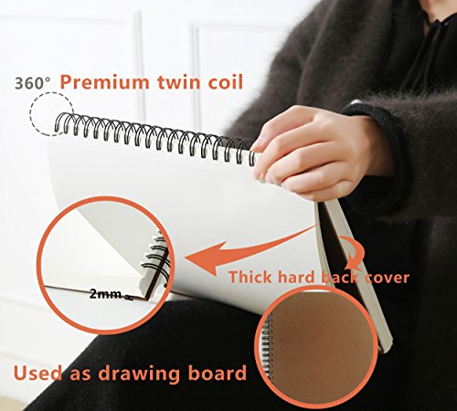 Sketch Pad with Side Bound Spiral 9x12 Inches 120 Sheets Sketch Book for Drawing