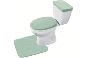 Madeals Memory Foam Toilet Mat and lid Cover Set with Toilet Tank Cover 3 Piece Toilet Set Sage Green