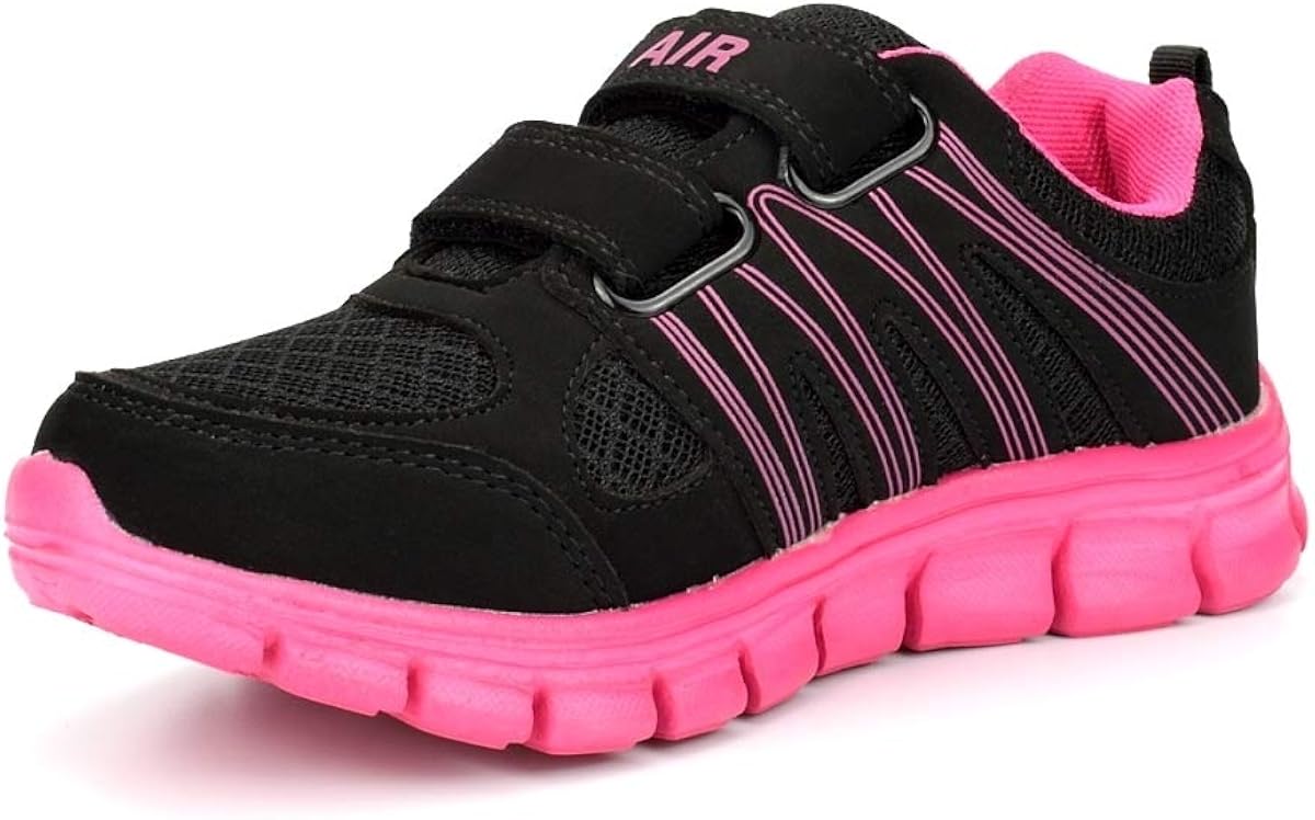 Dek Girls Touch Fastening Super Lightweight Jogger Trainers Black/Fuchsia 9 UK Child, Black Fuchsia - Image 4