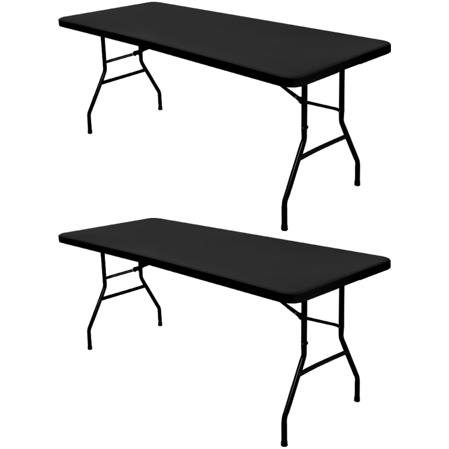 Photo 1 of 2 Pack Picnic Table Cover Fitted Tablecloth for 8 Foot Rectangle Tables Elastic Waterproof Stretch Washable Patio Folding Outdoor Spandex Table Cloth for Camping Banquet and Parties (Black,30" x 96")