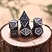HESTYA 7 Pieces Metal Dices Set DND Game Polyhedral Solid Metal D&D Dice Set with Storage Bag and Zinc Alloy with Enamel for Role Playing Game Dungeons and Dragons, Math Teaching (Ancient )