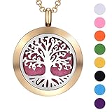 Essential Oil Diffuser Locket Necklace Tree of Life Pendant with 20
