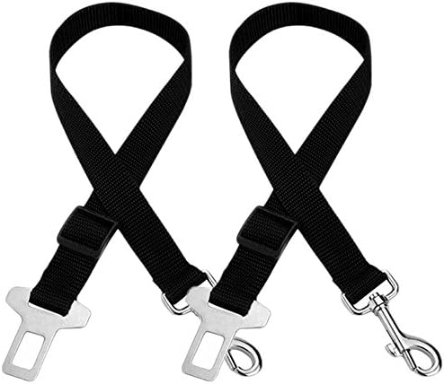 Dog Seat Belt, Dog Car Safety Belt Nylon Pets Puppy Seat Lead Leash Vehicle Harnesses Car Safety Seatbelt，Nylon Fabric Material Black [2 Pack]