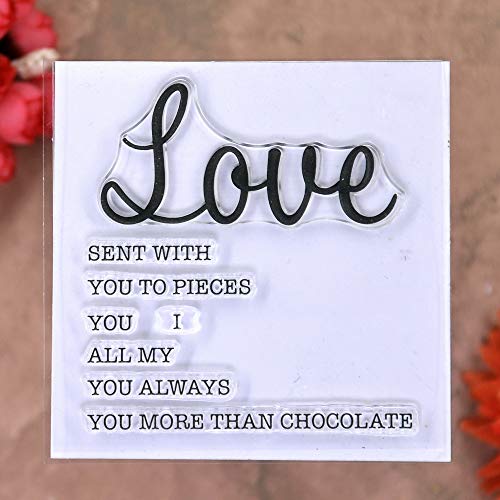 KWELLAM 4pcs/Lot Words Love Hugs hello friend Stamp Rubber Clear Stamps for Photo Album Decorative Card Making and DIY Scrapbooking