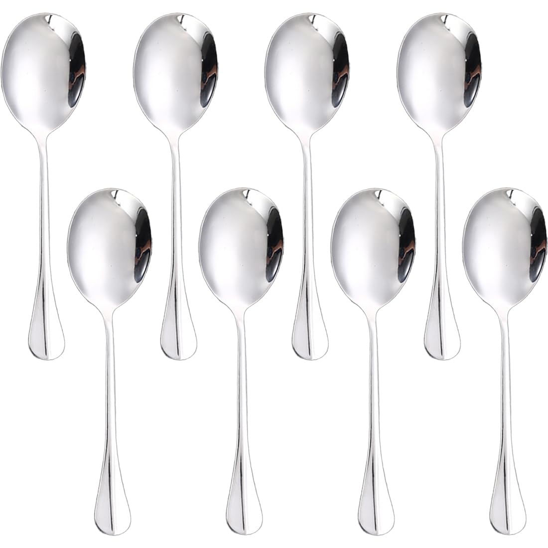 8 Pcs Stainless Steel Large Buffet Serving Spoons Stainless Steel Serving Spoon Silver Serving Spoons with Long Handle for Kitchen Restaurant Banquet （Round Head
