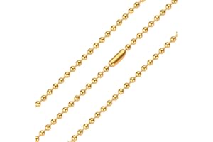 BOUTI1583 Gold Oxide Stainless Steel Ball Chain Necklace - 3.2mm, 29.5" - Bead Military Dog Tag Chain Beaded Necklace Chains for Jewelry Making