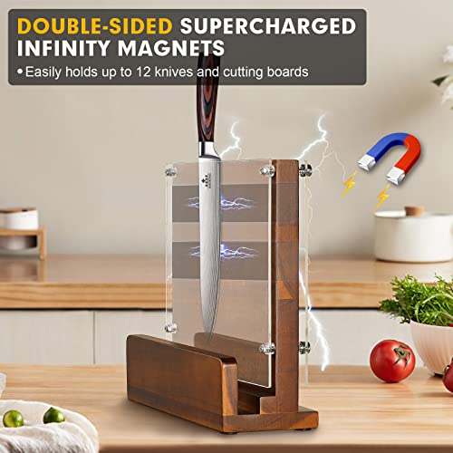 ENOKING Knife Block with Acrylic Shield, Double Side