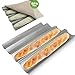 Walfos Baguette Pan Set-Food Grade Nonstick Coating Perforated Baguette Bread Pans for French Bread Baking 4 Loaves, with Professional Bakers Couche Proofing Cloth