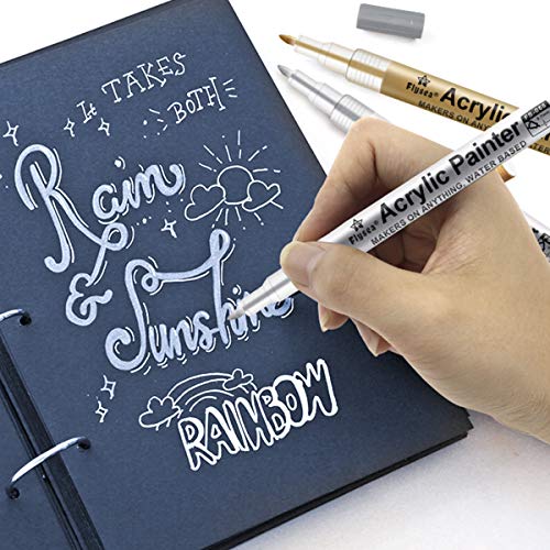 Paint Pens Gold Silver,6 Pack 0.7mm Acrylic Paint Pens Permanent Marker